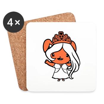 Lapin Princesse Reine Couronne Ondulant De Jolis Cheveux - Dessous de verre (lot de 4) - blanc - Devant