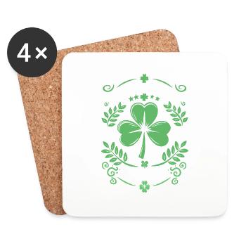 T-shirt Trèfle de la Saint-Patrick – Lucky Clover - Dessous de verre (lot de 4) - blanc - Devant