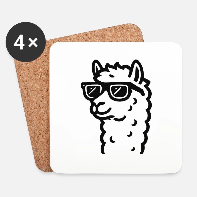 lama sonnenbrille - Untersetzer (4er-Set) - Weiß