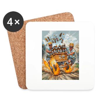 Männer saufen Bier Geschenk - Untersetzer (4er-Set) - Weiß - Vorne