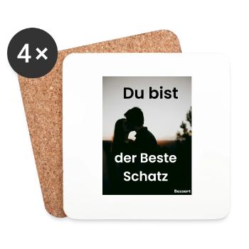 Du bist der Beste Schatz - Untersetzer (4er-Set) - Weiß - Vorne
