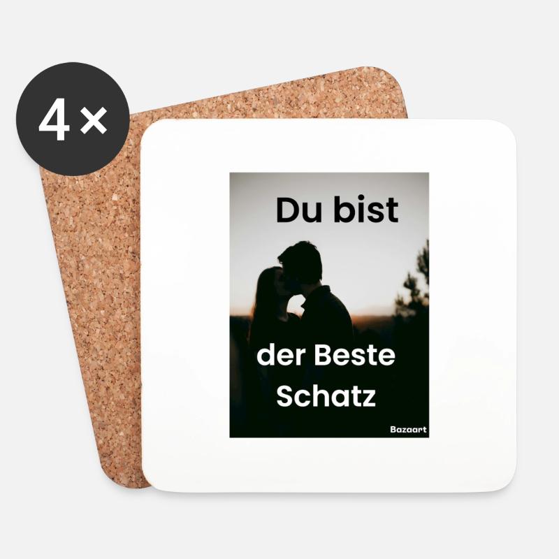 Du bist der Beste Schatz - Untersetzer (4er-Set) - Weiß