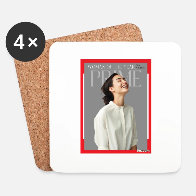 Titelbild eines Magazins - Untersetzer (4er-Set) - Weiß