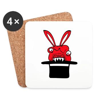 Hase Monster Zauberer Zylinder Hut Böse Horror - Untersetzer (4er-Set) - Weiß - Vorne