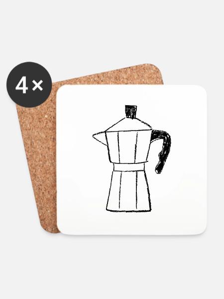 Kaffee Print - Untersetzer (4er-Set) - Weiß