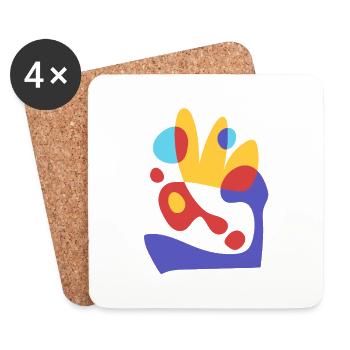 abstract tropical beeze - bauhaus style - Coasters (set of 4) - white - Front
