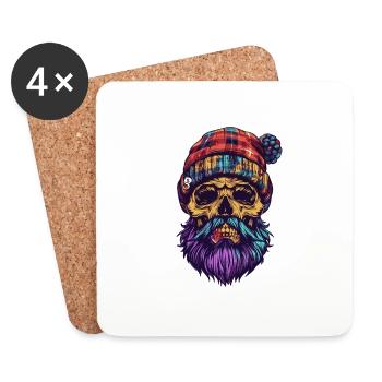 Skull Lumberjack - Coasters (set of 4) - white - Front
