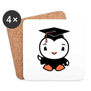 Bird Graduation College Graduation Hat School - Coasters (set of 4) - white - Front