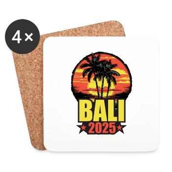 Bali 2025 Urlaub Palmen Bunt - Untersetzer (4er-Set) - Weiß - Vorne