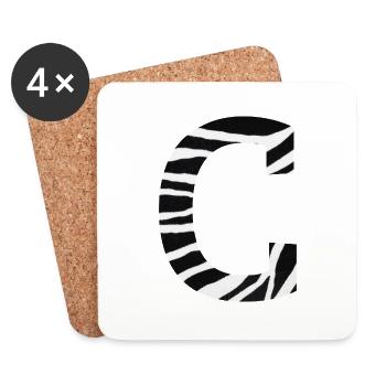 Buchstabe c zebra - Untersetzer (4er-Set) - Weiß - Vorne