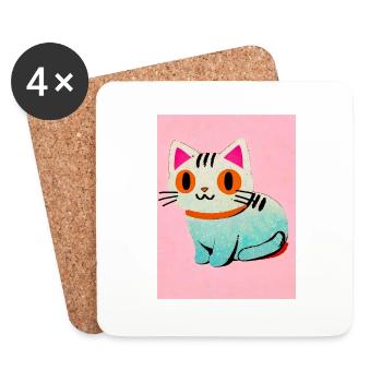 Le rêve du Purrfect Day - Dessous de verre (lot de 4) - blanc - Devant