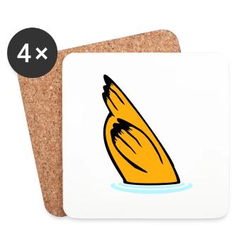 Canard tête dans l’eau, queue en l’air - Dessous de verre (lot de 4) - blanc - Devant