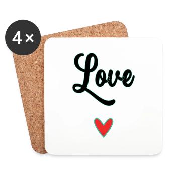 MOM. MOTHER'S DAY. HEART. FEAST. HAPPY BIRTHDAY - Coasters (set of 4) - white - Front