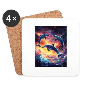Dolphin Ocean Galaxy Space Space Dolphins - Coasters (set of 4) - white - Front