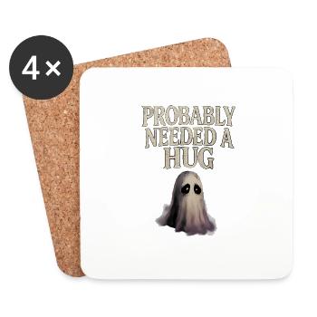 Probablement besoin d’un câlin Triste fantôme - Dessous de verre (lot de 4) - blanc - Devant