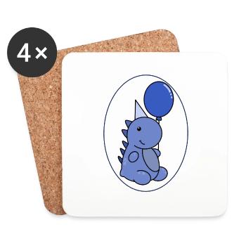 Anniversaire Dino - Dessous de verre (lot de 4) - blanc - Devant