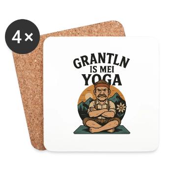 Grantln is mei Yoga – Lustiges Bayern T-Shirt - Untersetzer (4er-Set) - Weiß - Vorne
