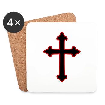 Croix Symbole Christianisme - Dessous de verre (lot de 4) - blanc - Devant