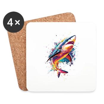 Shark Pop Art Colorful Color - Coasters (set of 4) - white - Front