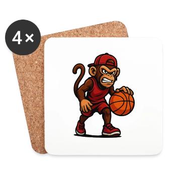 affe comic basketball - Untersetzer (4er-Set) - Weiß - Vorne