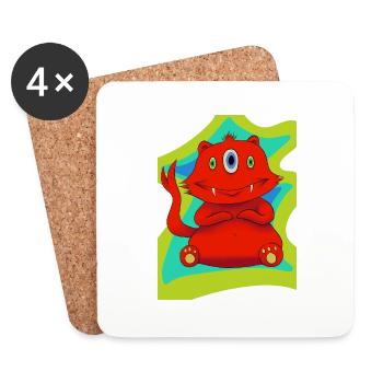 Dreiäugiges Monster - Untersetzer (4er-Set) - Weiß - Vorne