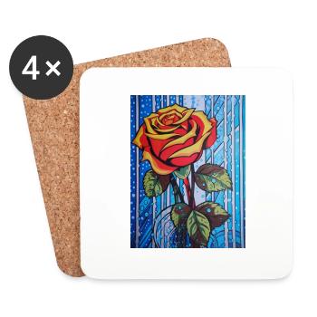 Pop Art Single Red Rose Graphiquement stylisé - Dessous de verre (lot de 4) - blanc - Devant
