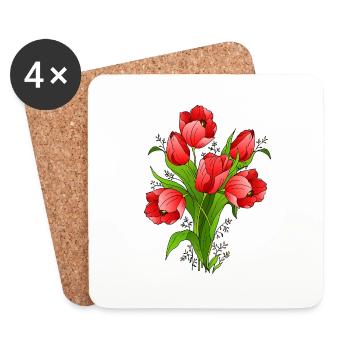 Blumen - Untersetzer (4er-Set) - Weiß - Vorne