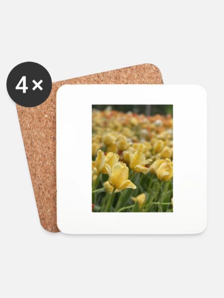 Tulip Sea yellow - Coasters (set of 4) - white