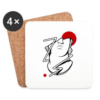 Antike Figur, Kopf - Untersetzer (4er-Set) - Weiß - Vorne