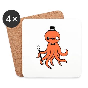 Kraken Mr. Sir Chapeau haut de forme Monocle Lunettes Empire - Dessous de verre (lot de 4) - blanc - Devant