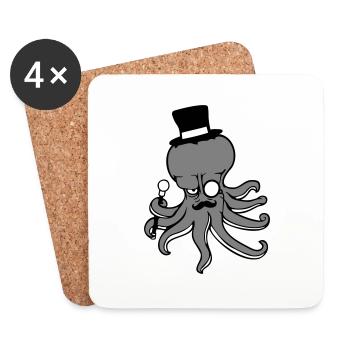 Kraken Mr. Sir Chapeau haut de forme Monocle Lunettes Empire - Dessous de verre (lot de 4) - blanc - Devant