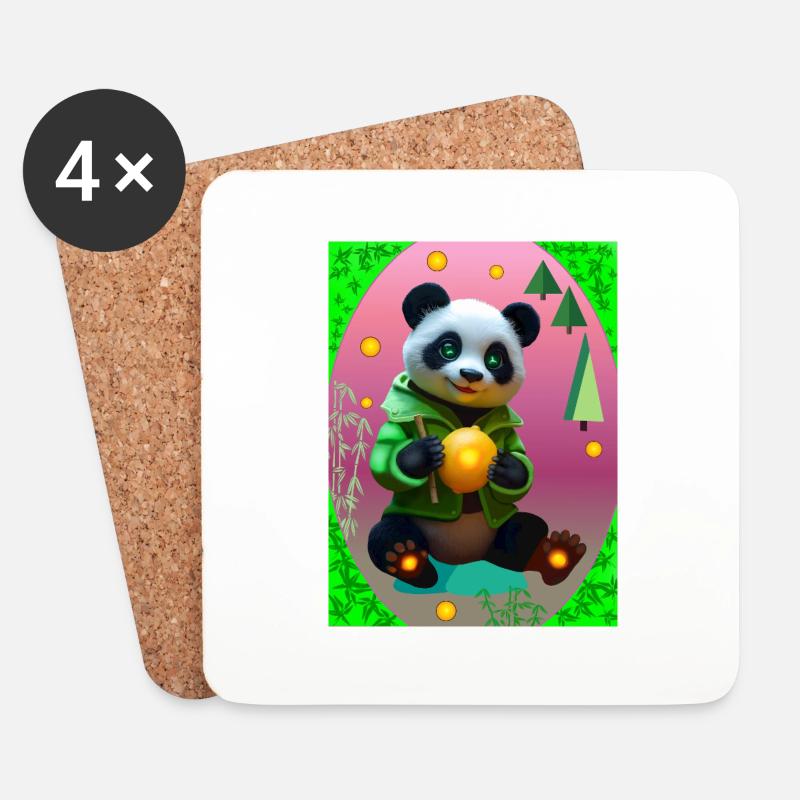 Futuristischer Panda - Untersetzer (4er-Set) - Weiß