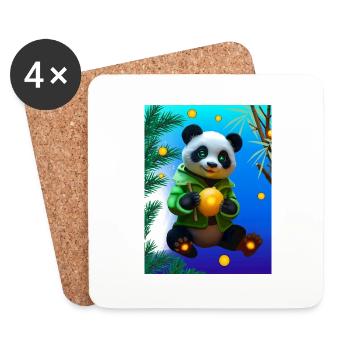 Cyber Zitrone Bambus Panda - Untersetzer (4er-Set) - Weiß - Vorne