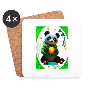 Cyber Lemon Panda - Coasters (set of 4) - white - Front