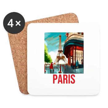 T-shirt traditionnel de Paris souvenir - Dessous de verre (lot de 4) - blanc - Devant