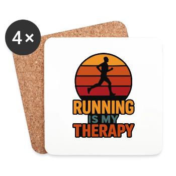 La course à pied est ma thérapie Design rétro pour les coureurs - Dessous de verre (lot de 4) - blanc - Devant