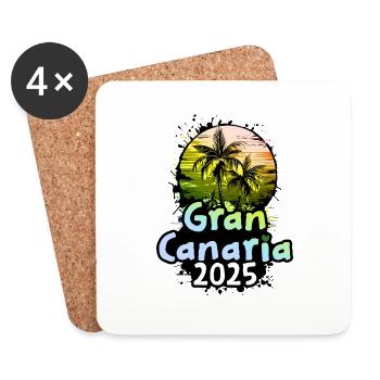 Gran Canaria 2025 Holiday Palm Trees - Coasters (set of 4) - white - Front