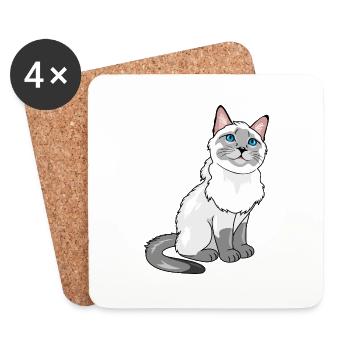 Stolze Siamkatze - Untersetzer (4er-Set) - Weiß - Vorne
