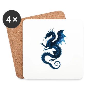 Dragon Céleste – Bête Cosmique Étoilée Illustratio - Dessous de verre (lot de 4) - blanc - Devant