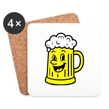 Bierkrug Comic Bier - Untersetzer (4er-Set) - Weiß - Vorne