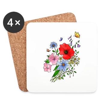 Blumen - Untersetzer (4er-Set) - Weiß - Vorne