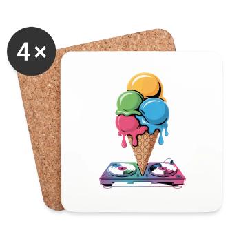 DJ Cream Mix - Cool Beats for Hot Weather - Coasters (set of 4) - white - Front