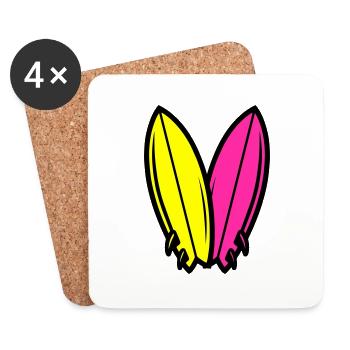 Surfboard Icon Surfing - Coasters (set of 4) - white - Front
