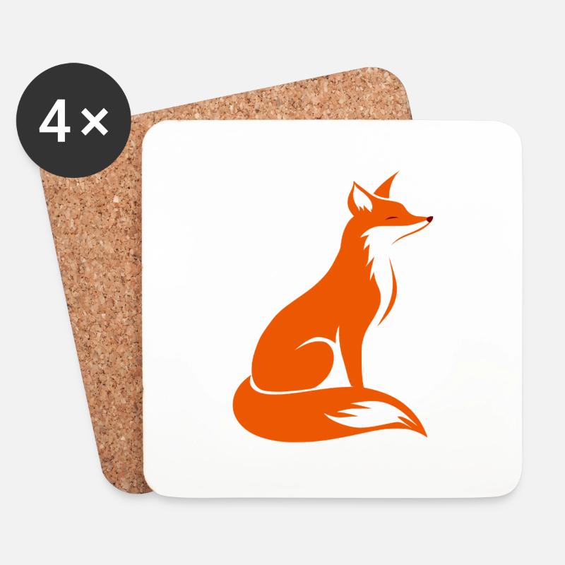 Fuchs - Untersetzer (4er-Set) - Weiß
