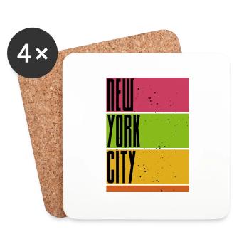 New York City - NYC - Big Apple - Coasters (set of 4) - white - Front