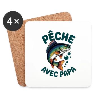 Pêcher avec papa. Perche sautante - Dessous de verre (lot de 4) - blanc - Devant