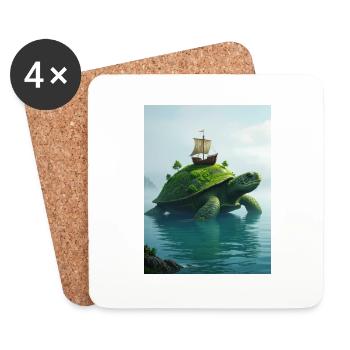 Aspidochelone, medieval sea turtle of European myt - Coasters (set of 4) - white - Front