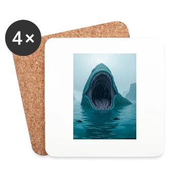 Hafgufa, giant sea-mouth beast of Norse North Sea - Coasters (set of 4) - white - Front
