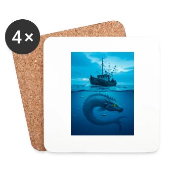 Cirein-Cròin, shapeshifting sea dragon of Scottish - Coasters (set of 4) - white - Front