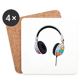 Kophörer Headset Comic Style - Untersetzer (4er-Set) - Weiß - Vorne